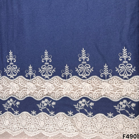 Lace Work Denim Cotton Fabric-F4901